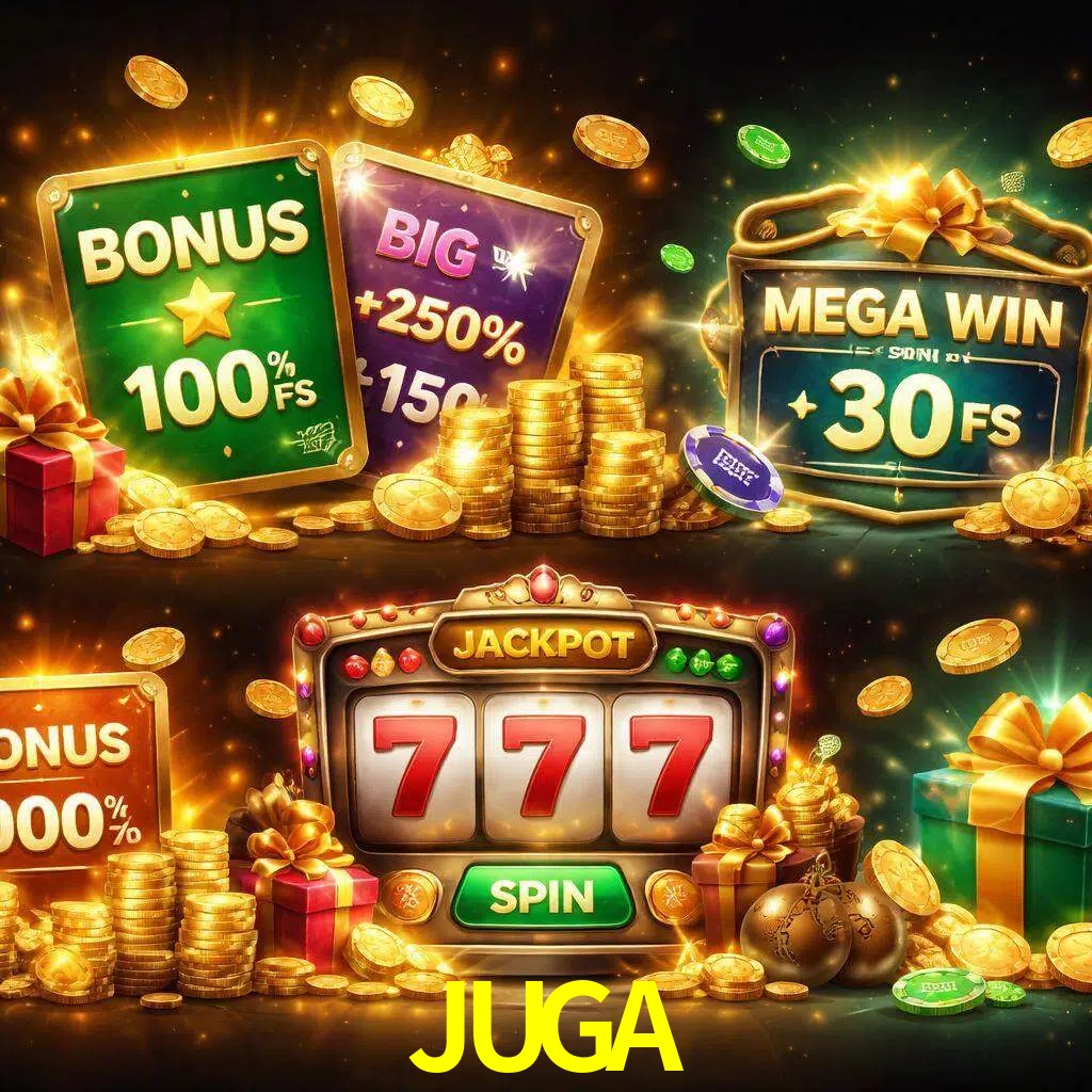 Tipos de bonos JUGA incluyendo recompensas de bienvenida y promociones continuas