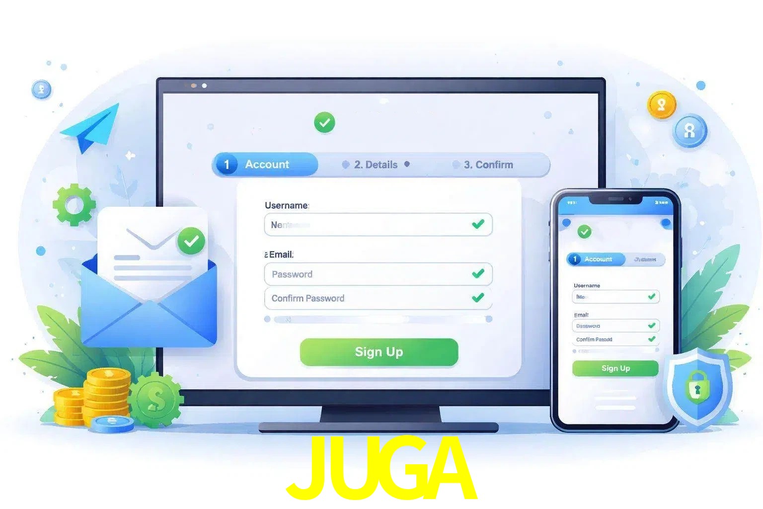 Registro de nuevo usuario y configuración de cuenta JUGA